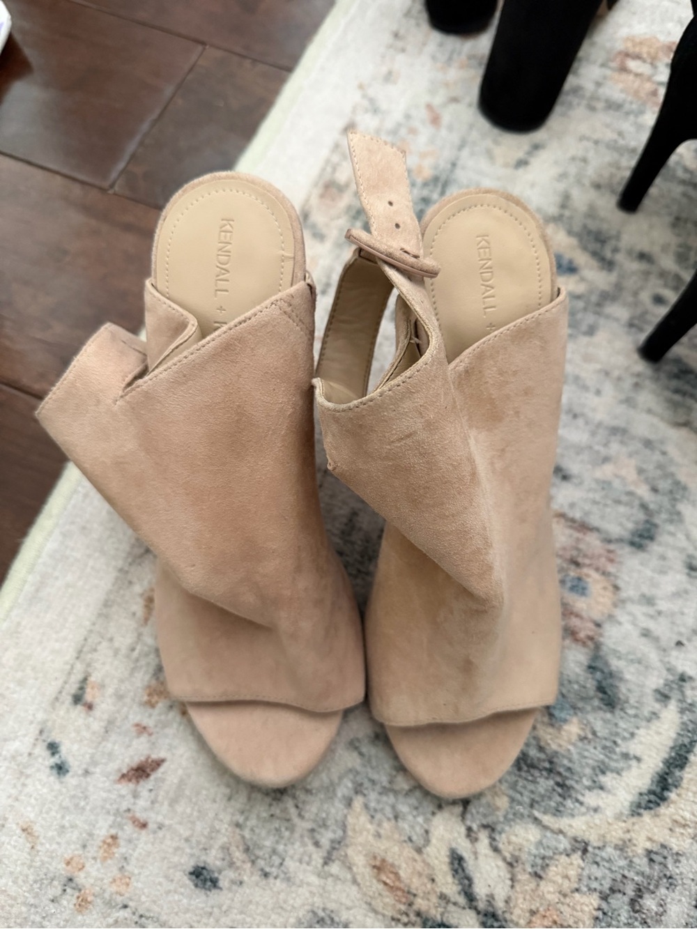 Kendall & Kylie Blush Suede Open-Toe Block Heel Sandals